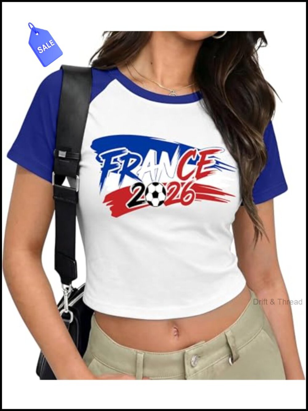 Women's Soccer Cup 2026 Graphic Crop Tee Cotton Blend Short Sleeve Raglan